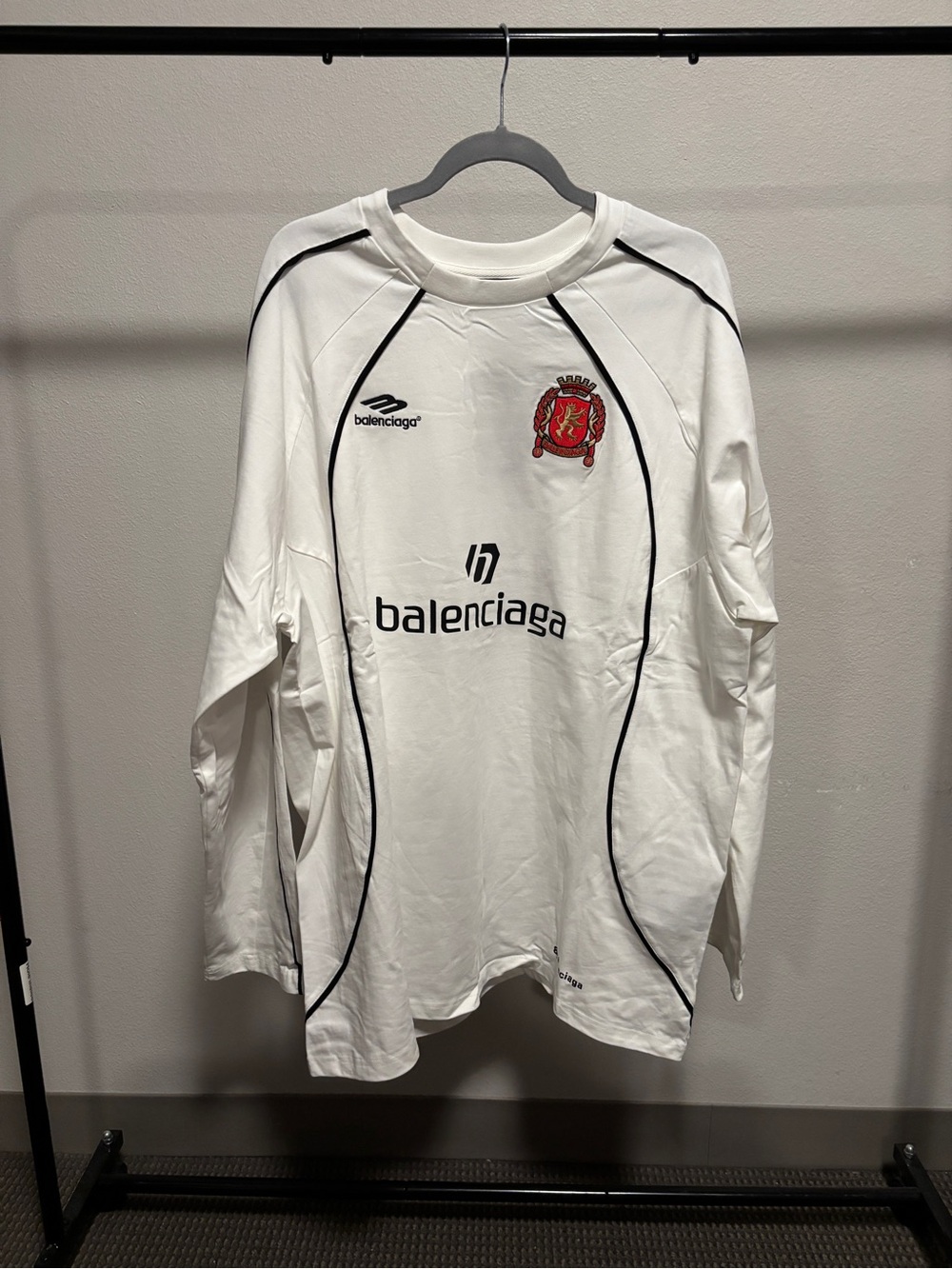 Balenciaga White Long Sleeve machester soccer jersey
